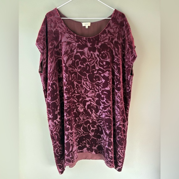 Wilfred With Silk Blend Aritzia Floral Dress Purple Velvet Womens M Oversized - Picture 1 of 5